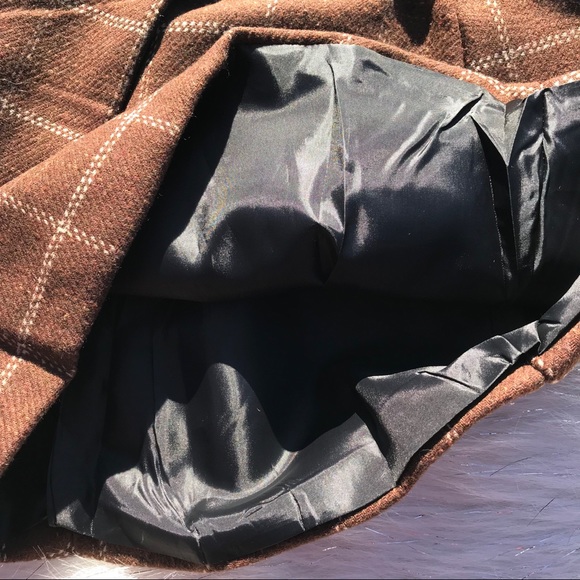 -SOLD- Coffee Brown Plaid Mini Skirt Small - Picture 6 of 6